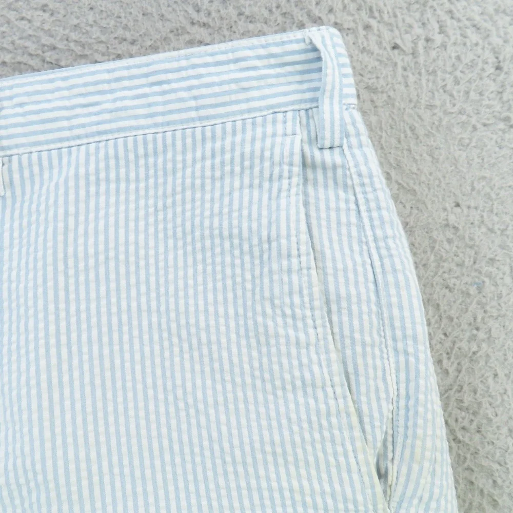 Orvis Shorts Mens 42 Blue White Stripe Seersucker Flat Front Golf - Picture 2 of 10